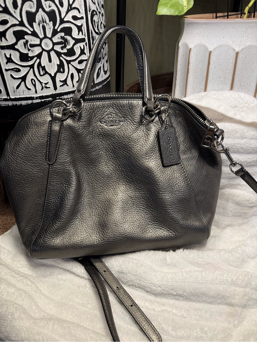 Pewter coach purse